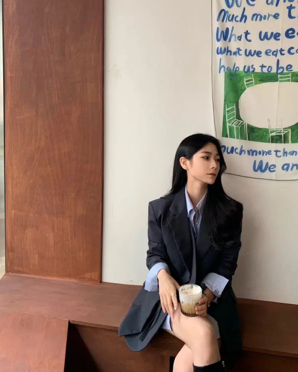 貸す 斜めボーダー レイヤード チャコール ジャケット GULLKHAN_COM