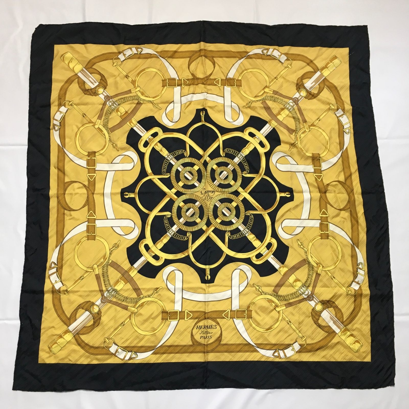 2506-117｜美品｜エルメス プリーツカレ 90 スカーフ シルク ブラック 2506-117｜美品｜エルメス プリーツカレ 90 スカーフ シルク