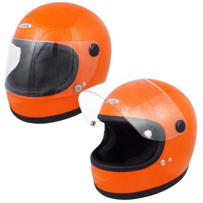 EFV-11 OR SM 昭和レトロフルフェイス 族ヘル バイク ヘルメット ビンテージフルフェイスヘルメット ビンテージ フルフェイス オレンジ ORANGE フリーサイズ 大人 スモークシールドセット DECORATOM_COM_BR