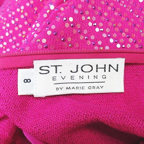 ST.JOHN 七分袖 ブラウス カットソー 8 ピンク系 ラインストーン セントジョン ST.JOHN 七分袖 ブラウス カットソー 8 ピンク系