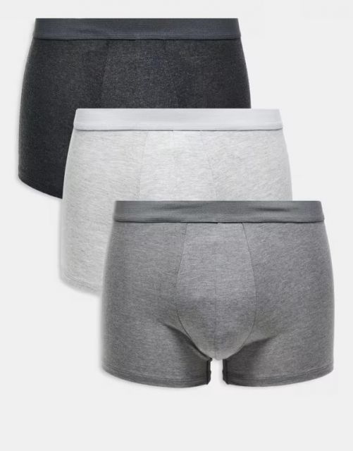 送料無料 マンゴ メンズ ブリーフパンツ アンダーウェア Mango 3 pack boxers in black|white|gray Gray
