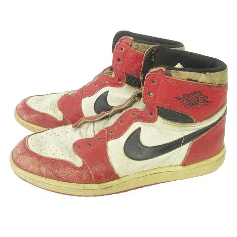ナイキ NIKE 85年 オリジナル エアジョーダン1 スニーカー ハイカット ジャンク 鑑賞用 赤レッド