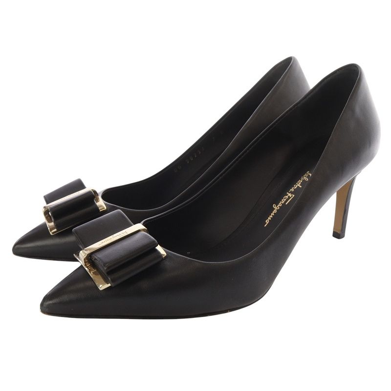 FERRAGAMO フェラガモ ポインテッド トゥ パンプス リボン