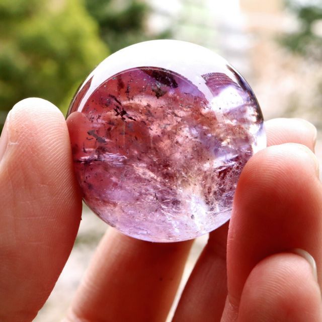 アメトリン 紫黄水晶 丸玉 ブラジル バイーア州産 虹入り レインボー