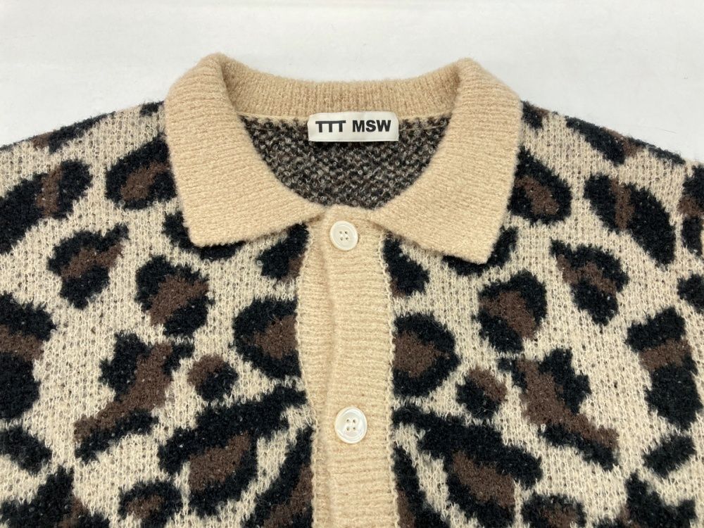 ティーモダンストリートウエア TTT MSW 21AW LEOPARD KNIT CARDIGAN ニット アクリル ウール ナイロン フロントボタン TTT-2021AW-KT08 カーディガン ヒョウ柄・レオパード柄 ベージュ Mサイズ 104MT-567