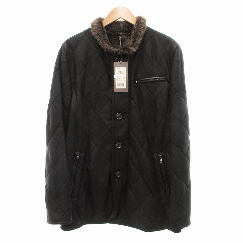 クリスト CHRIST タグ付き ムートンジャケット キルティング ティーズ ボア 52 L 黒 ブラック /JS ECO