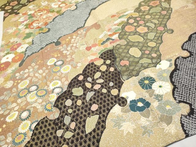 平和屋本店□極上 京友禅の第一人者 松井青々 訪問着 駒刺繍 絞り 雪芝