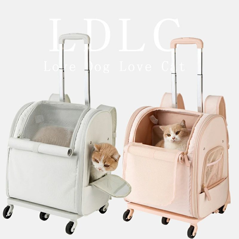 ペット用キャリーバッグ ペット用キャリーカー キャスター付き 猫キャリーカー リュック 手提げ 折りたたみ 耐荷重10kg 3way着脱式リュックキャリーバック