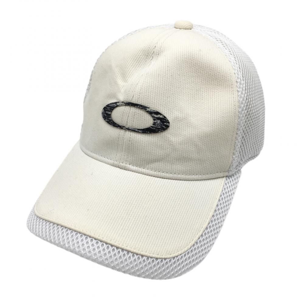 オークリー メッシュキャップ アイボリー×白 ナンバリング  ゴルフウェア Oakley