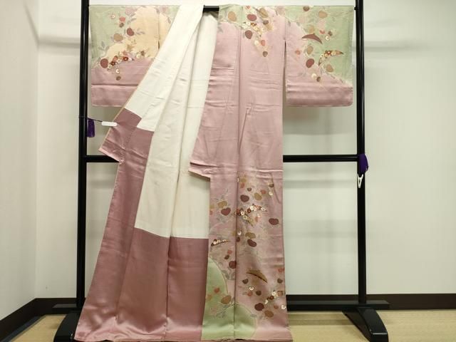 平和屋着物○訪問着 橘花笠文 暈し染め 金彩 正絹 逸品 未使用