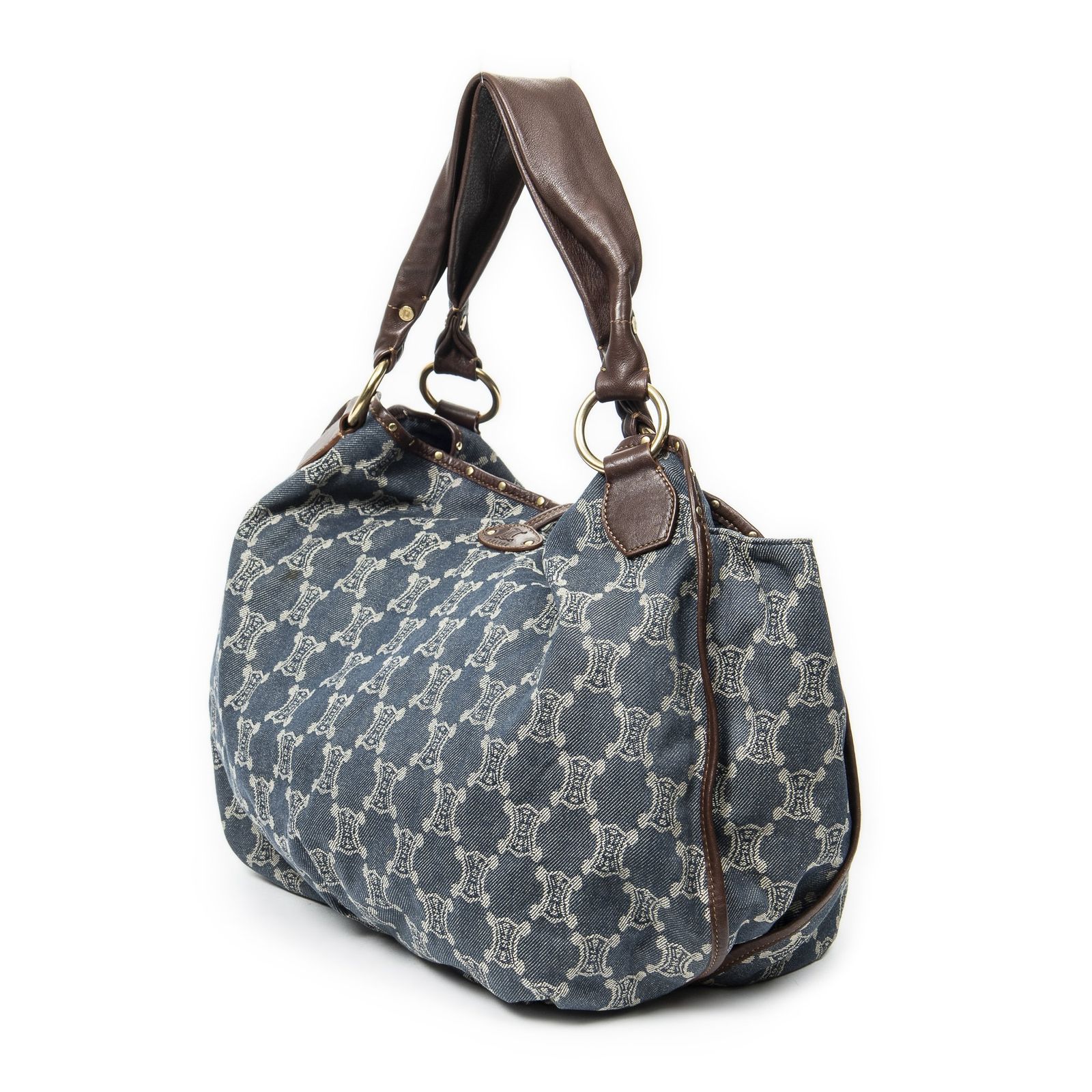 CELINE セリーヌビタースウィートブルーデニム 茶色マカダムデニムキャンバスA