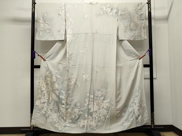 平和屋着物○訪問着 総刺繍 草花尽くし 暈し染め 金銀糸 正絹 逸品