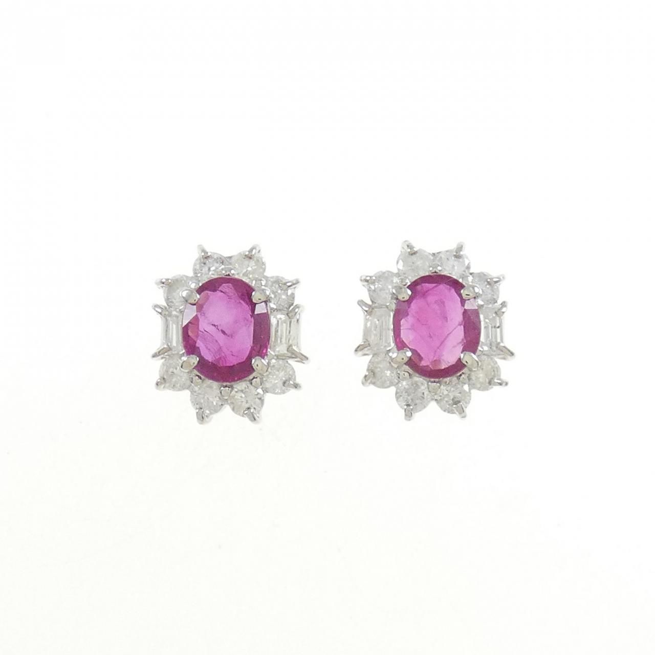 PT900 ルビー ピアス 1.19CT