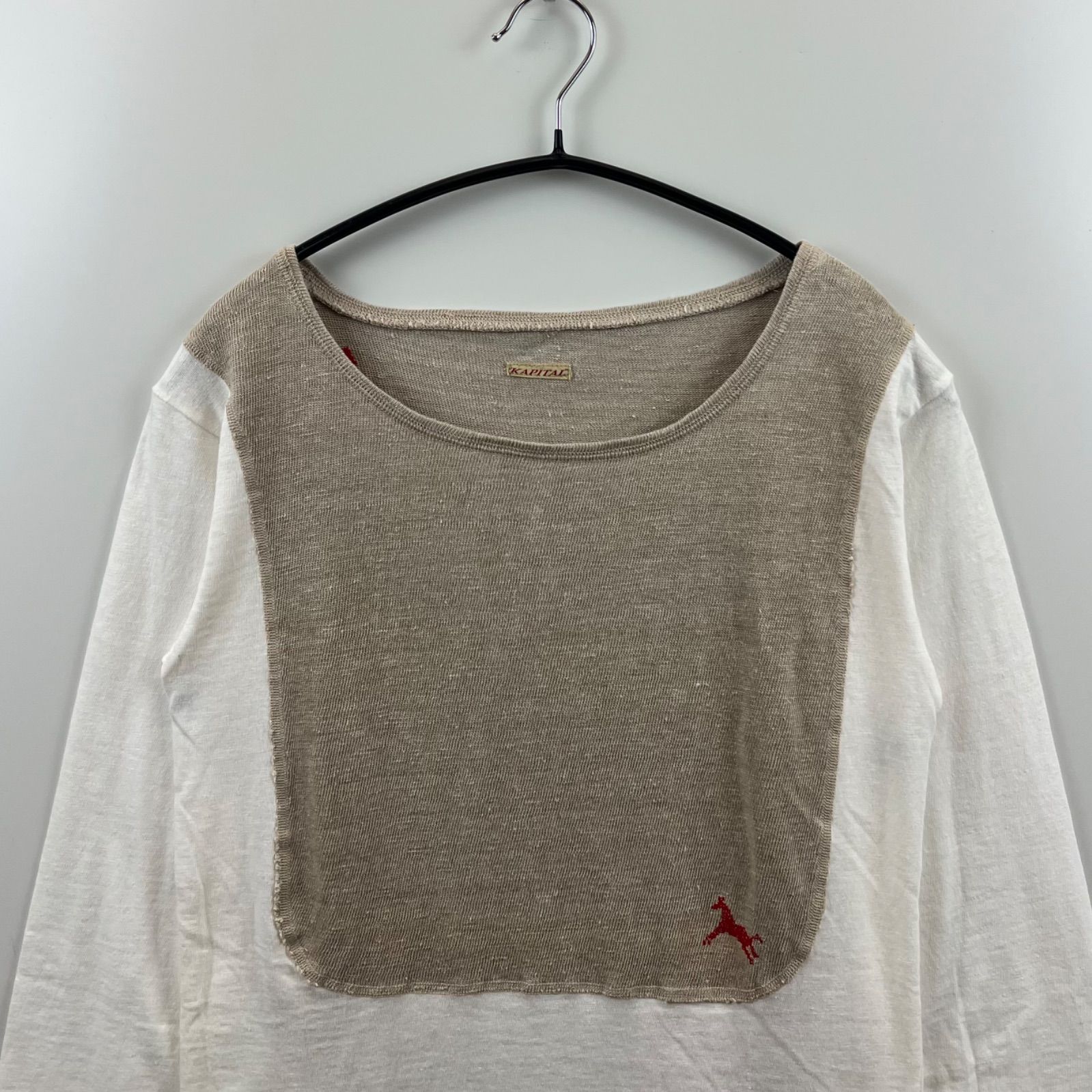 美品 KAPITAL キャピタル ビンテージ加工 カットソー ロンT M 日本製 KAPITAL OLD cotton + linen L/S Tee XS キャピタル オールド