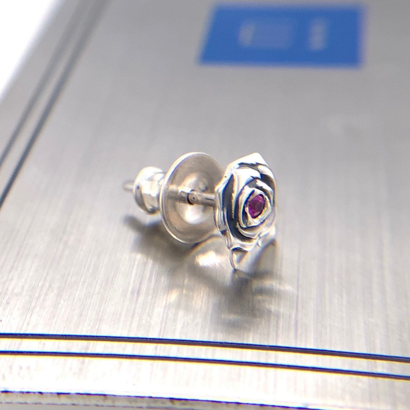 ルビー|シルバー925ピアス メンズ片耳ピアス|セカンドピアス|シルバーアクセサリー