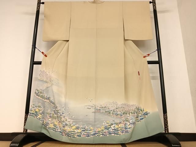 平和屋着物●本加賀友禅作家　宮野勇造　色留袖　天の橋立　浜縮緬　暈し染め　反端付き　正絹　逸品　AAAW9222zg 平和屋着物○本加賀友禅作家 宮野勇造 色留袖 天の橋立 浜縮緬 暈し