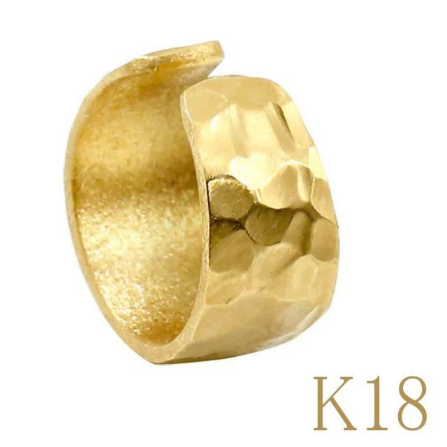 イヤーカフ メンズ 18金 ピアス イエローゴールドK18 イヤリング イヤークリップ 片耳 イヤカフ 槌目 槌打ち ロック仕上げ 地金 男性 18k メンズピアス おしゃれ 大人 人気 シンプルながらも高いデザイン性が魅力