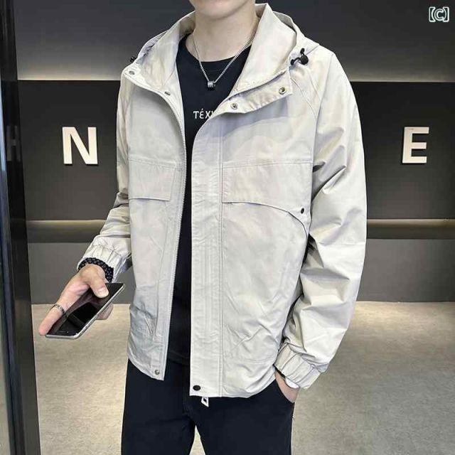 3 XL 春 コーデ メンズ 用 服 シンプル ファッション オシャレ 大人 かっこいい 紳士服 フード付き ジャケット ワークウェア 春秋 カジュアル 通勤スタイル 重ね着コーデ ゆったりシルエット 軽アウター