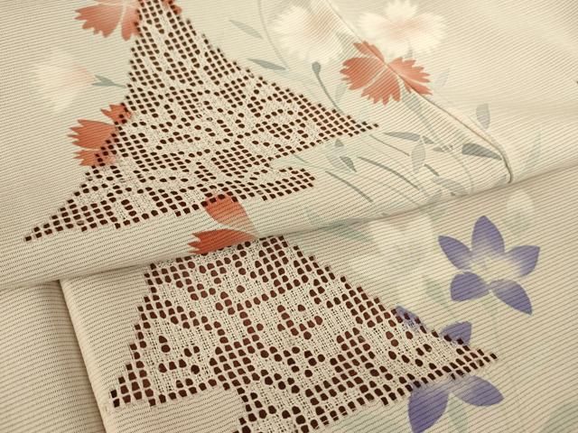 平和屋着物▽訪問着 無双 紗袷 紗×絽 草花文 正絹 逸品 DAAT9637az  