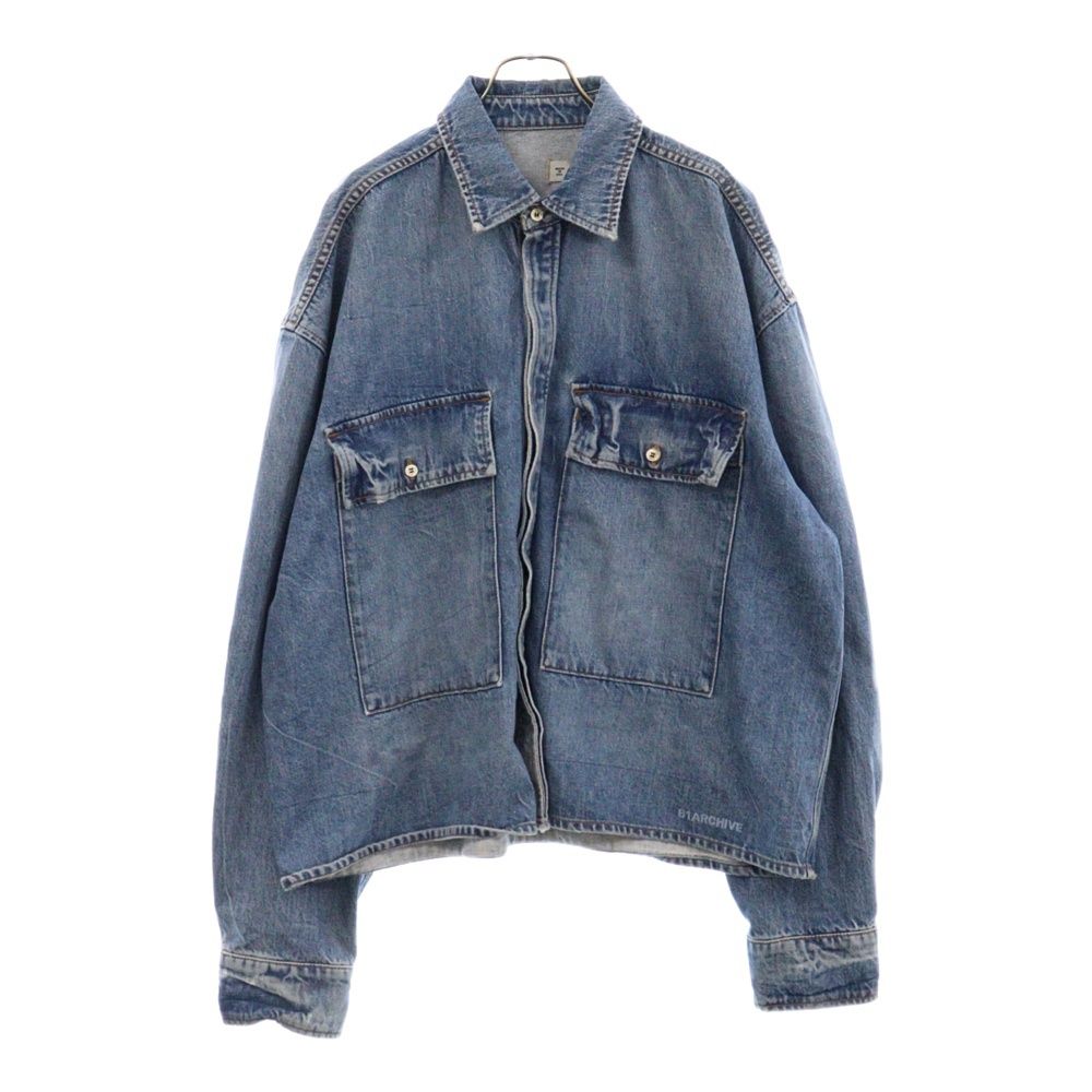 B1ARCHIVE (ビーワンアーカイブ) FLAP POCKET SHIRT フラップポケット ロゴプリント デニムシャツ ジャケット インディゴ B1A 7116 D01 483