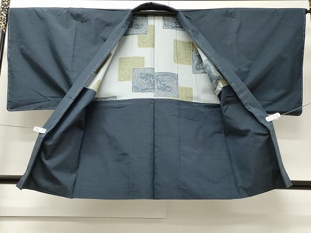 平和屋1■男性　紬　アンサンブル　藍鉄色　逸品　CAAG8248ev