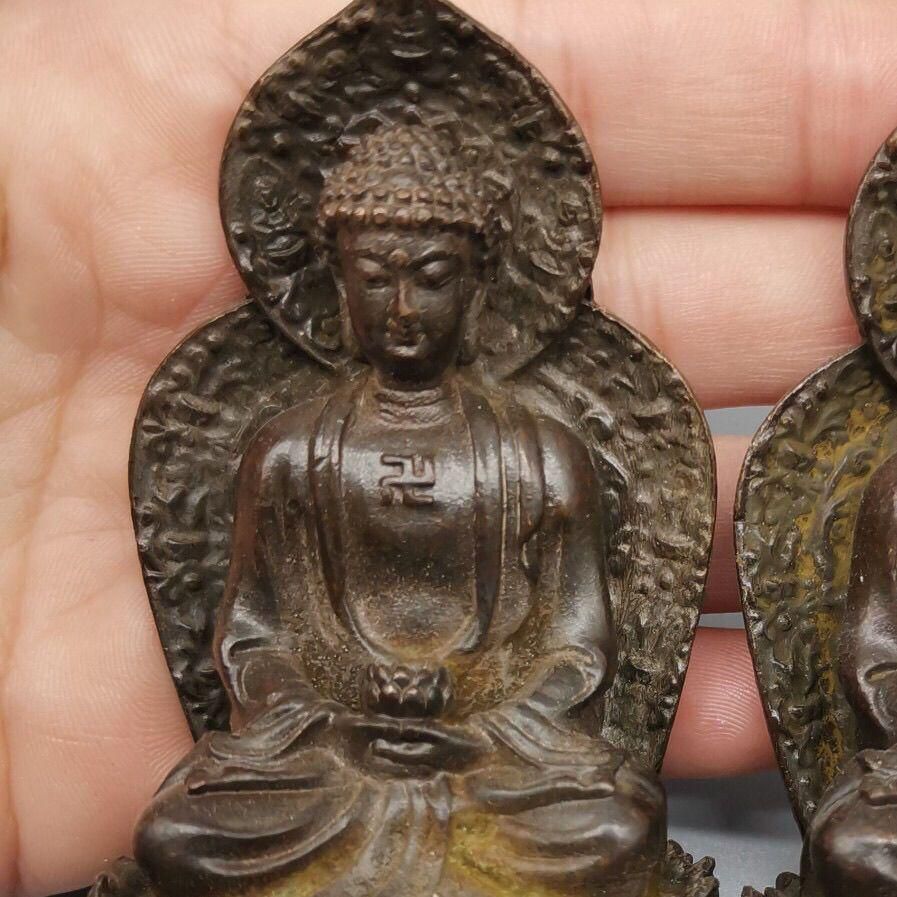 仏教美術 三宝仏 工芸品 美術品 置物 仏教美術 三宝仏 工芸品 美術品 置物