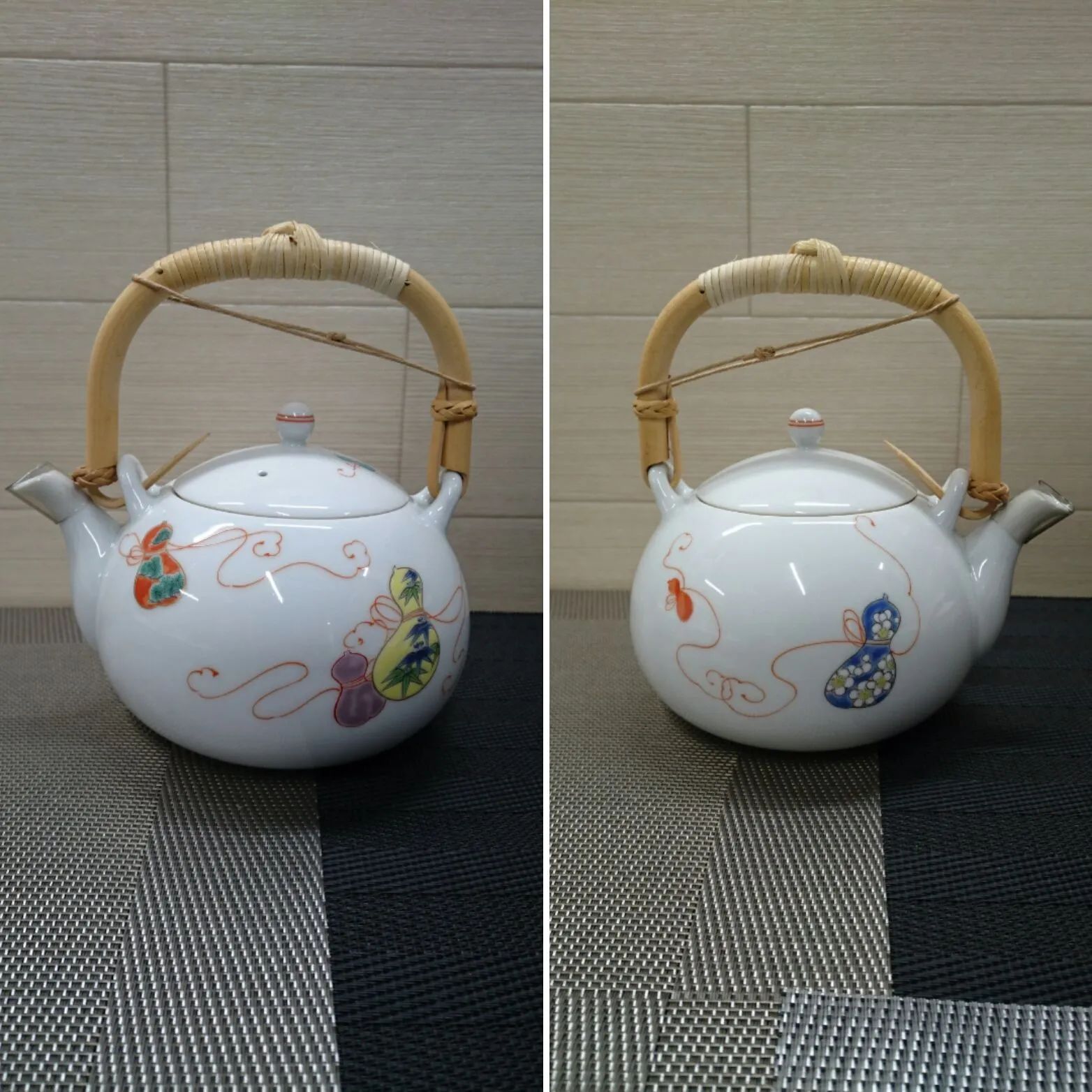 未使用・保管品 深川製磁 花ひょうたん 土瓶茶器揃い 一部難あり