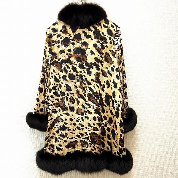 wnc レオナール LEONARD コート 9AR 茶系 ヒョウ柄 フォックスファー