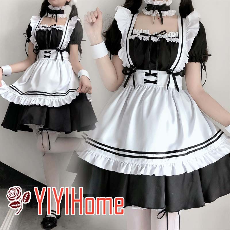 ハロウィン コスプレ パンプキンウィッチ ホラードール 黒白 メイド服 ダークゴシック ヴァンパイア ドレス