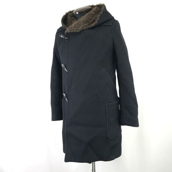 スナオクワハラ SUNAOKUWAHARA ロング丈 ダッフルコート メンズM 黒 black ファー付 エイネット Coat Jacket Jumper TBH924