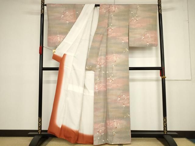 平和屋着物□上質な小紋 枝梅文 暈し染め 金彩 正絹 逸品