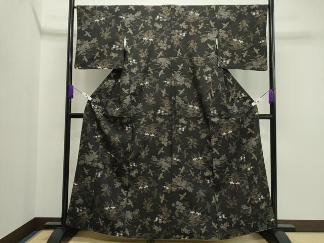 平和屋着物●上質な紬　飛鳥草花文　正絹　逸品　CAAR6510ze 平和屋着物○上質な紬 飛鳥草花文 正絹 逸品 CAAR6510ze - メルカリ