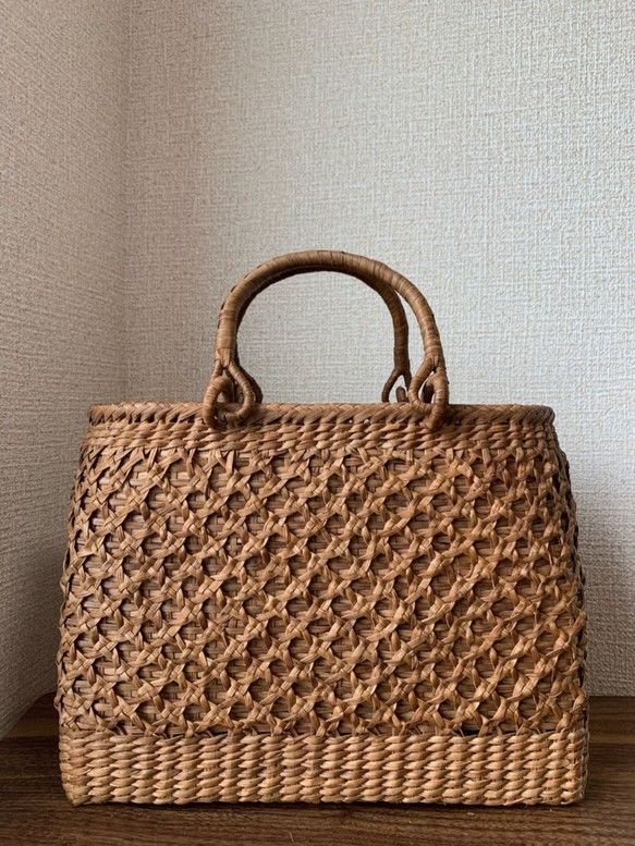 山葡萄かごバッグ 手作り 籠バッグ 二重編み 内布あり ポケットあり