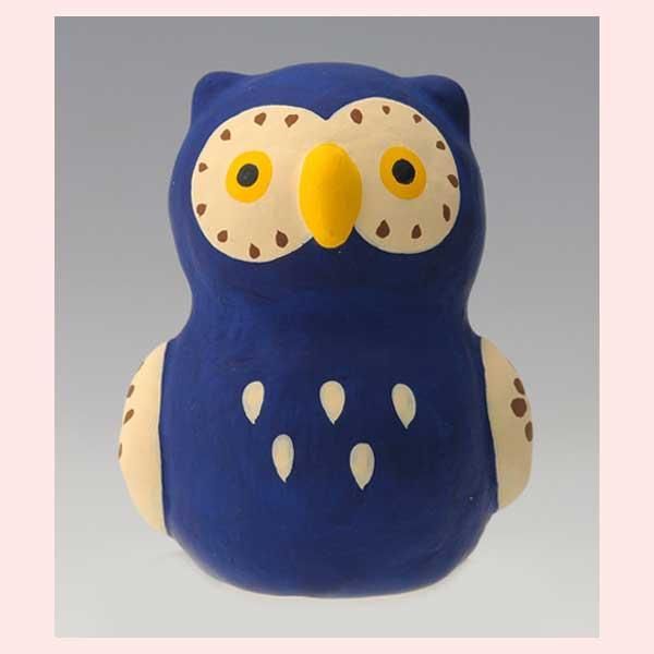 2Pセット）フクロウ 置物 g108 ※陶器，開運招福，縁起物，和，民芸品