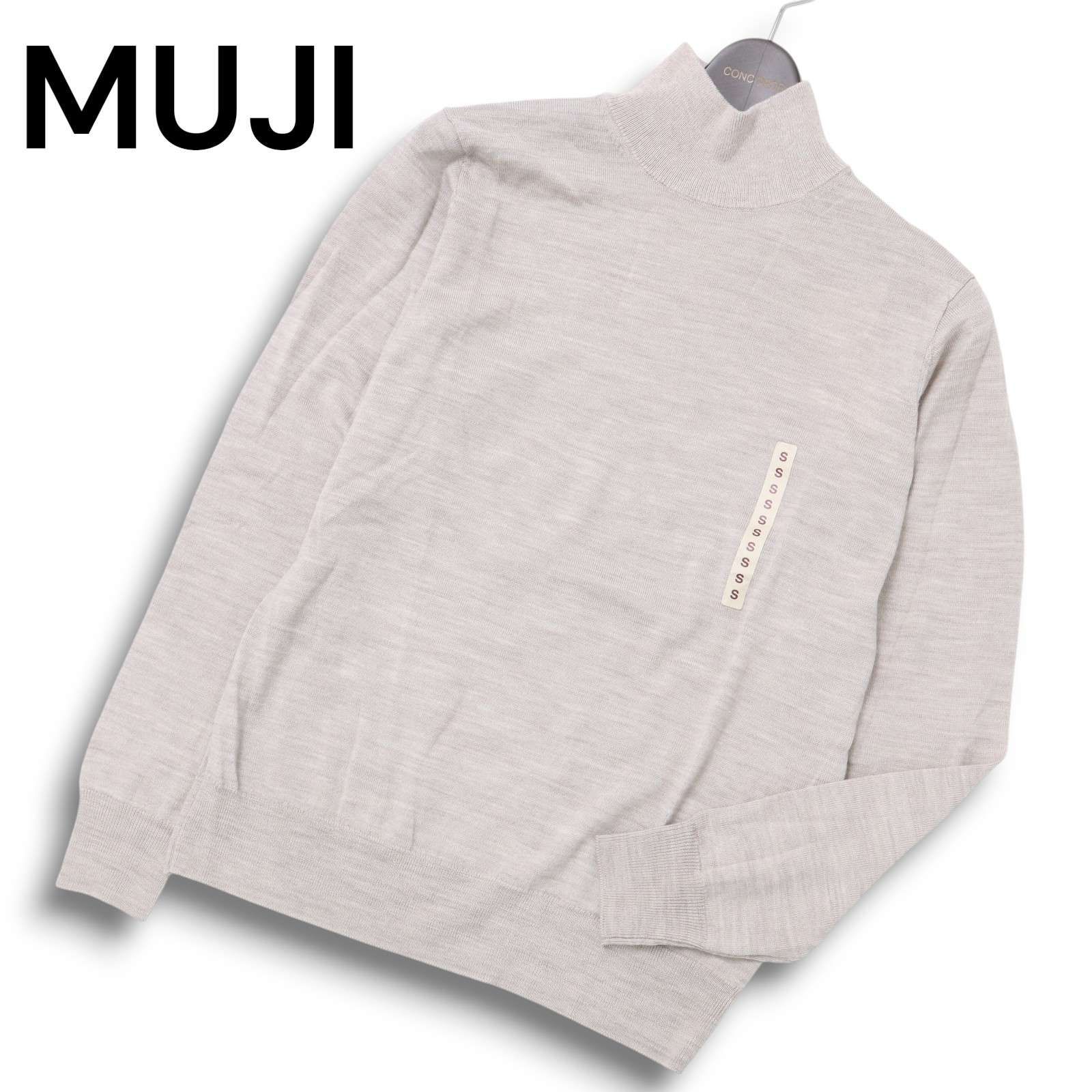 【新品 23AW】 MUJI 無印良品 秋冬 ウール100％ ハイゲージ ハイネック ニット セーター Sz.S メンズ 未使用