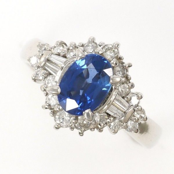 PT900 リング Ring 指輪 8.5号 サファイア 1.13 ダイヤ 0.38 総重量約5.0g