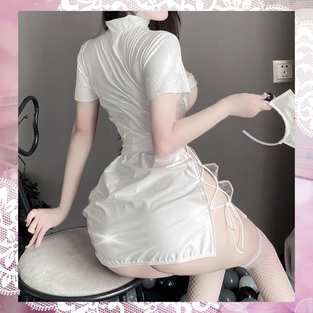 逆さナース ナース 逆ナース エナメル ボンテージ 光沢 コスプレ セクシー クリア シースルー 透け ナース 看護婦 ハロウィン 胸開き 小悪魔 紐 レース  Tバッグ ハイレグ ストッキング white 白 - メルカリ