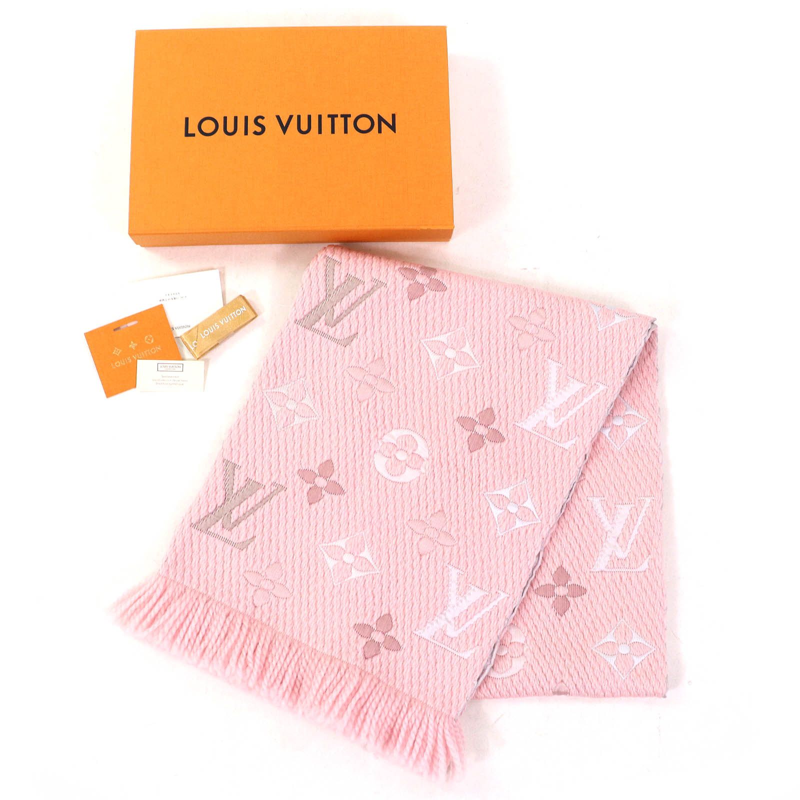 ルイ・ヴィトン ウールシルク ロゴマニア スカーフ M73057 美品△LOUIS VUITTON ルイヴィトン M73057 エシャルプ ロゴ