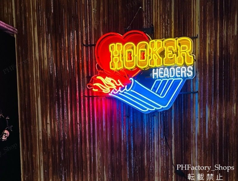 Hooker Header フッカー ヘッダー ネオンサイン 特大ガラスネオンサイン シボレー ヴィンテージ フラッグ アメリカンカー アメリカン雑貨 室内装飾 61x76cm A343