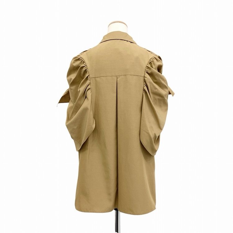未使用品 AKIRANAKA アキラナカ GWEN SILK COTTON SHIRT 袖リボンシャツ ブラウス ベージュ 1 AR1938BE 未使用品 AKIRANAKA アキラナカ GWEN SILK COTTON SHIRT 袖