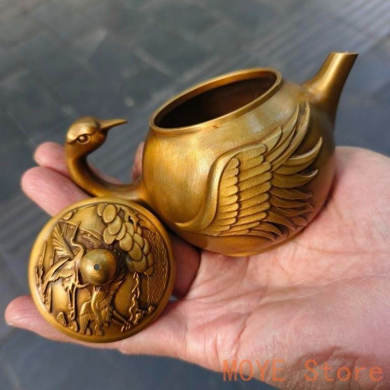 銅器 鳳凰鶴茶壺 酒壺 茶器 装飾品 工芸品 置物zw0829 - メルカリ