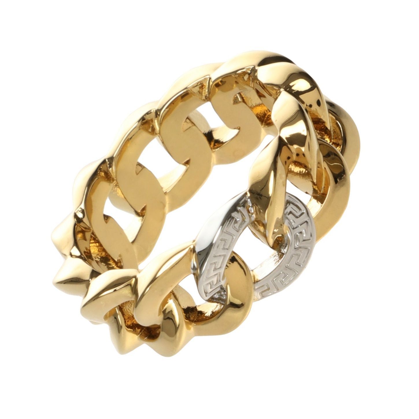 VERSACE◇箱有/グレカ チェーン バンド リング/17号/ゴールド/メンズ