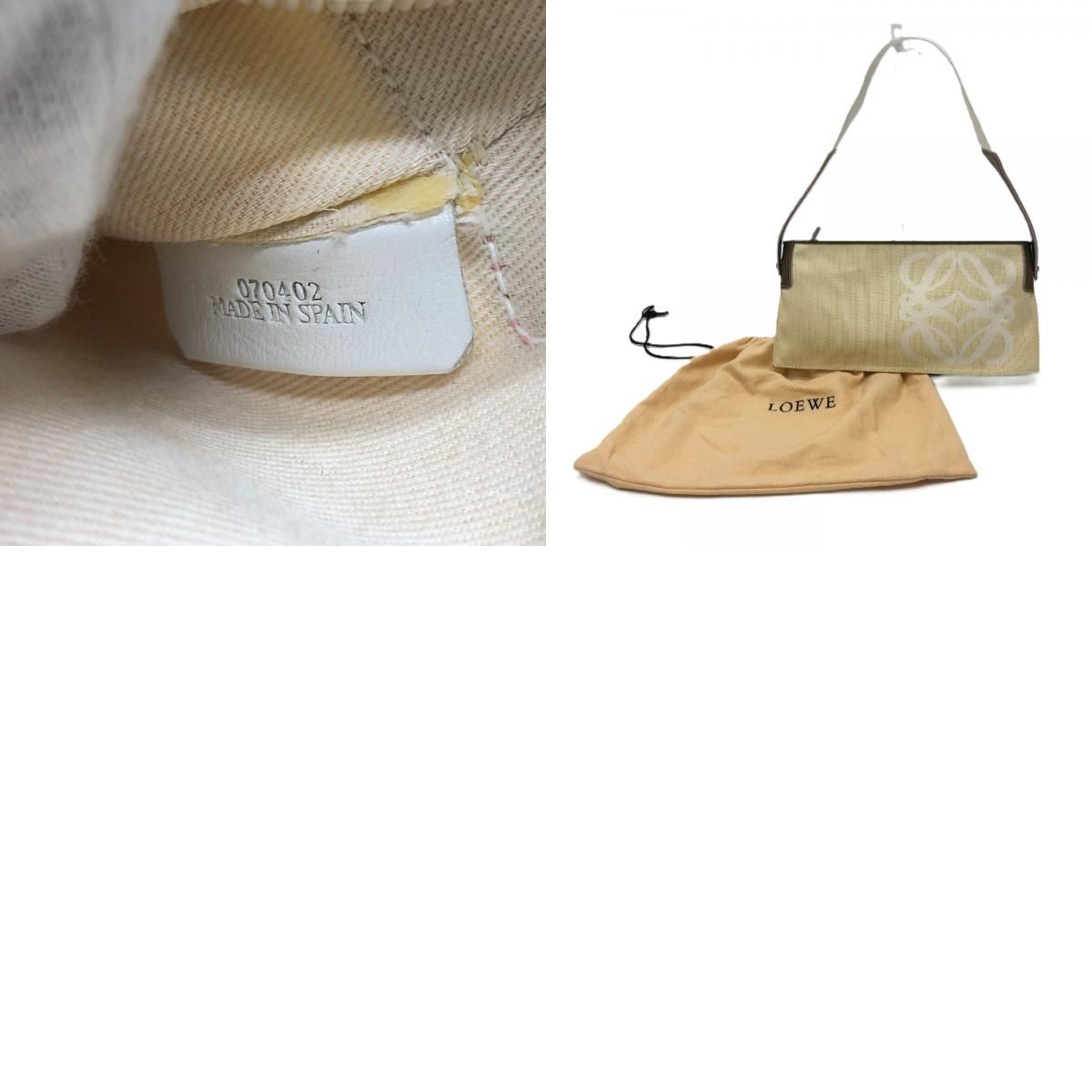 LOEWE ベージュ キャンバス ショルダーバッグ LOEWE ロエベ ショルダーバッグ ロゴ キャンバス ベージュ