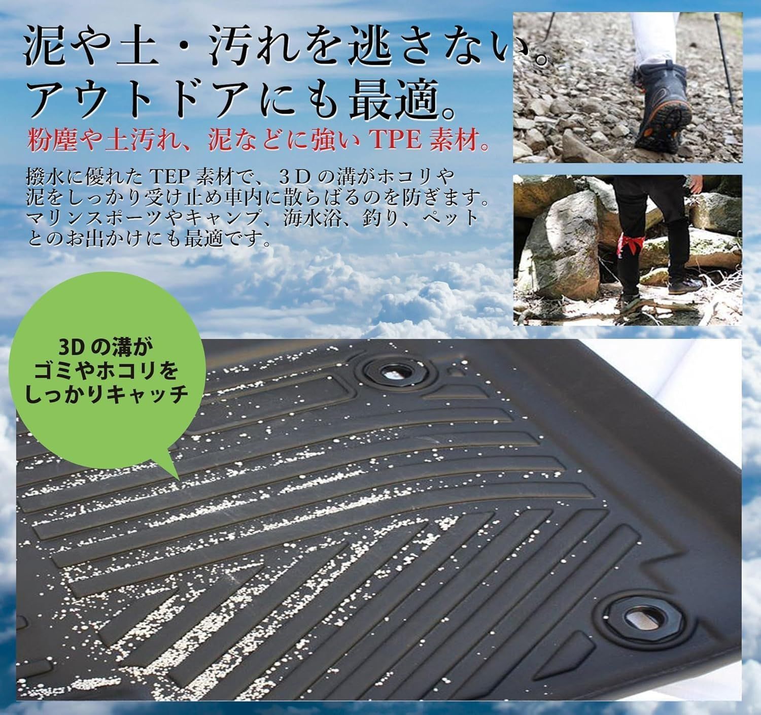 80系 ノア ヴォクシー ガソリン車 前期 後期対応 3D フロアマット １列目 ２列目 4pcセット 水や汚れに強い TPE製 80ノア 80ヴォクシー 3Dマット 防水 足元マット 破れない 頑丈 車種 設計 FM055 LAWEED_CL