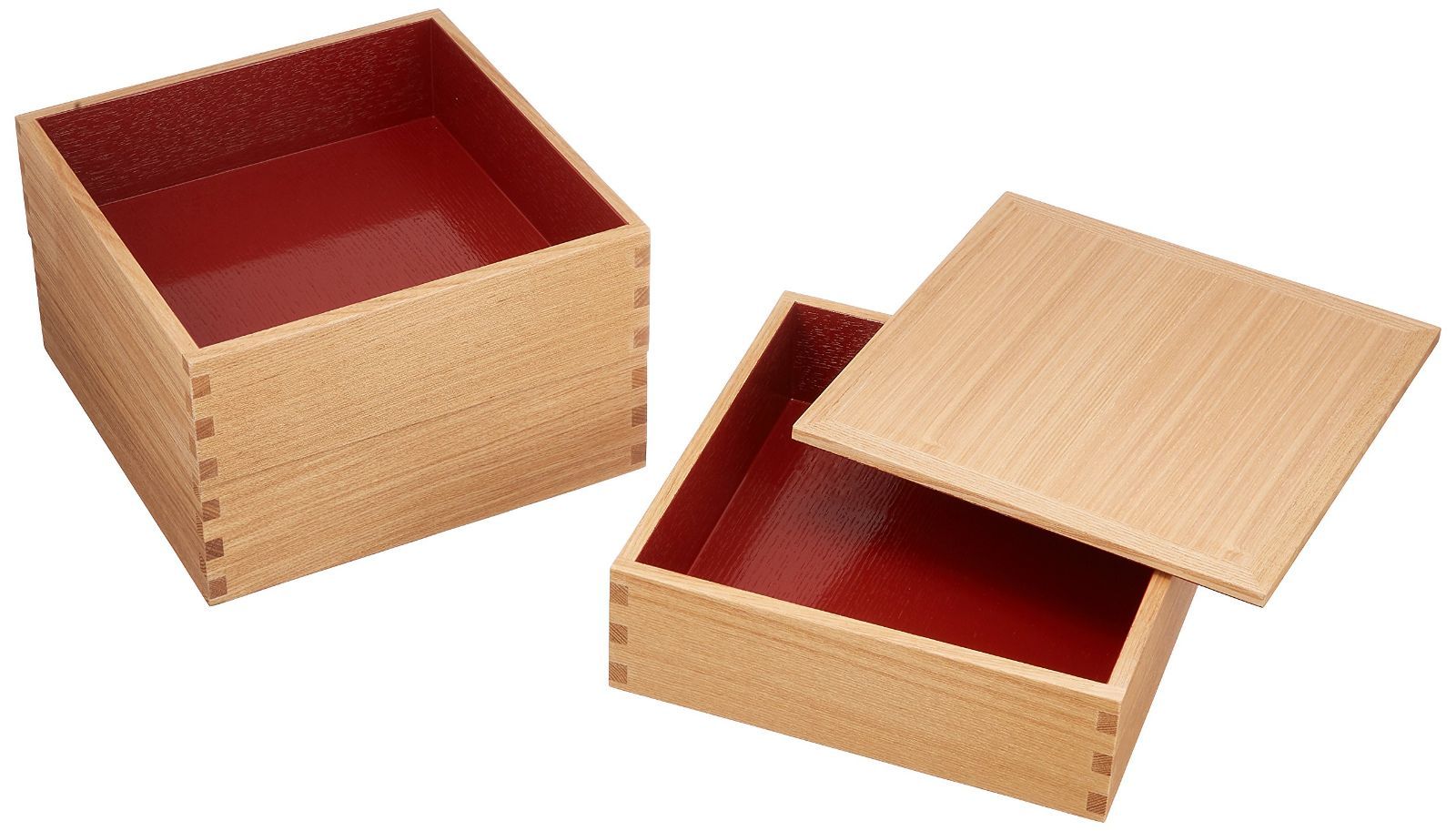 【数量限定】松屋漆器店 白木塗タモ製6.0寸三段重内朱