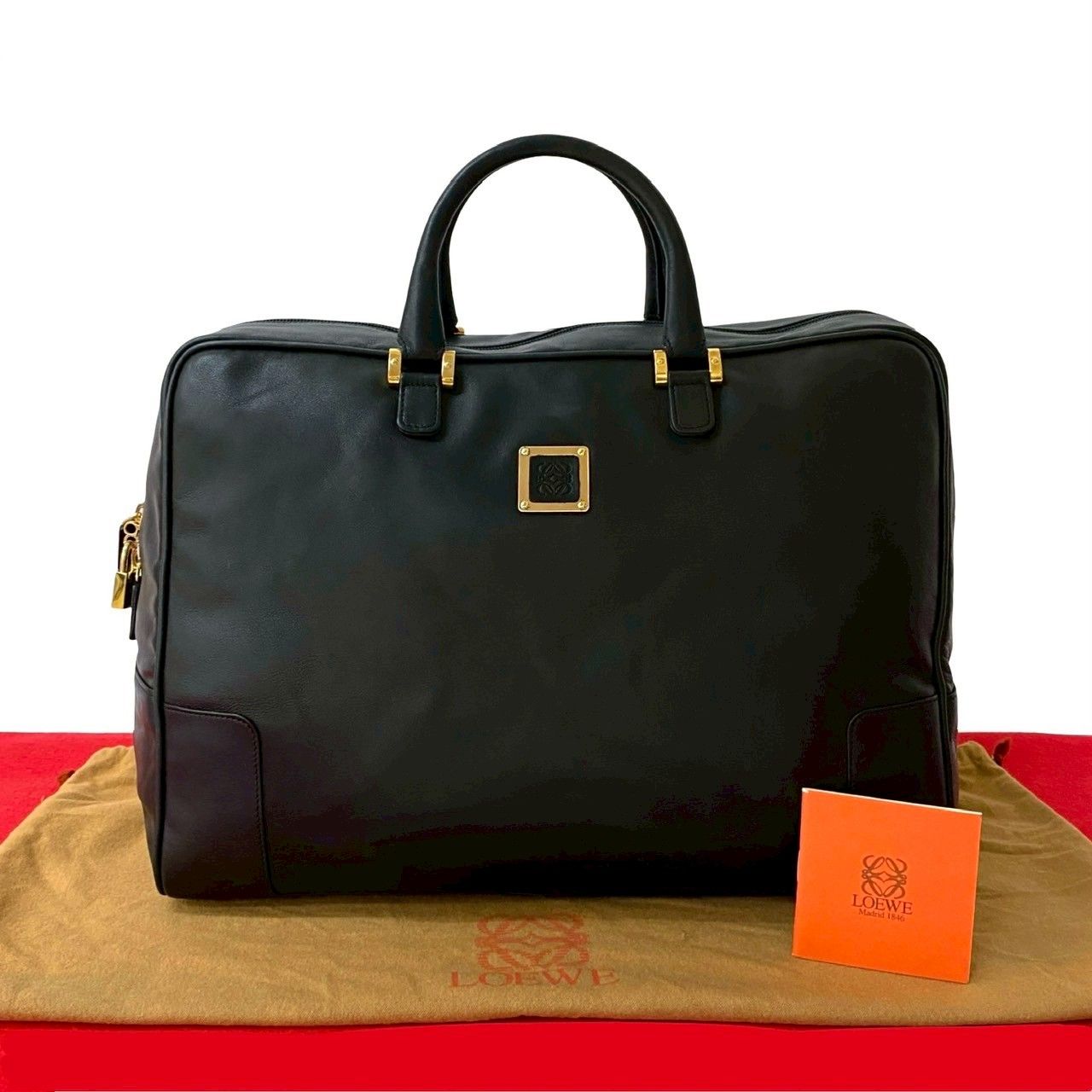 LOEWE ロエベ ミニボストンバッグ ハンドバッグ - レザー ゴールド系