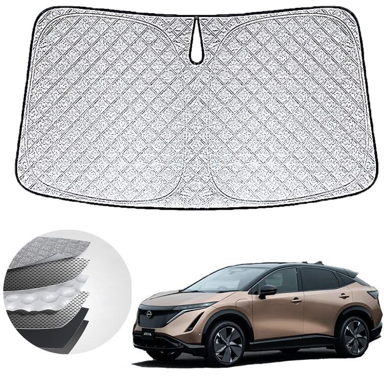 WAIROGA 日産アリア FE0型 専用フロントサンシェード ニッサン アリア FE0型 車用サンシェードフロントガラス 日よけ 六層構造 車種専用設計 UVカット 日焼け防止 劣化防止 収納バッグで 簡単に