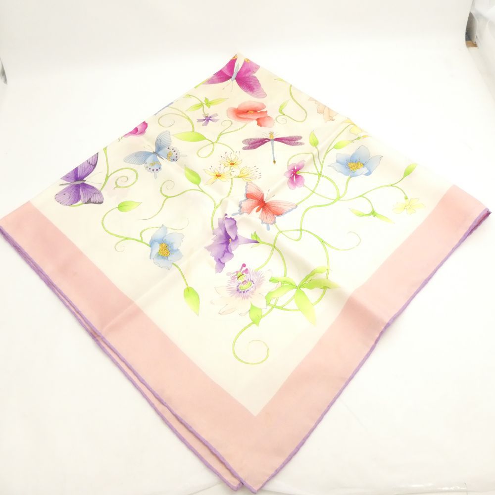 GUCCI グッチ スカーフ シルク100% 花 蝶 バタフライ レディース AO3242