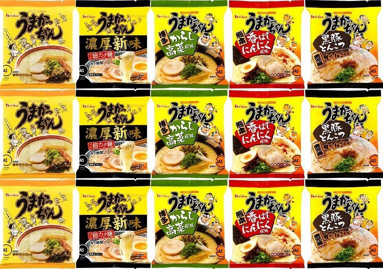 【15食】うまかっちゃん5種類×3食 食べ比べインスタント食品インスタント麺限定