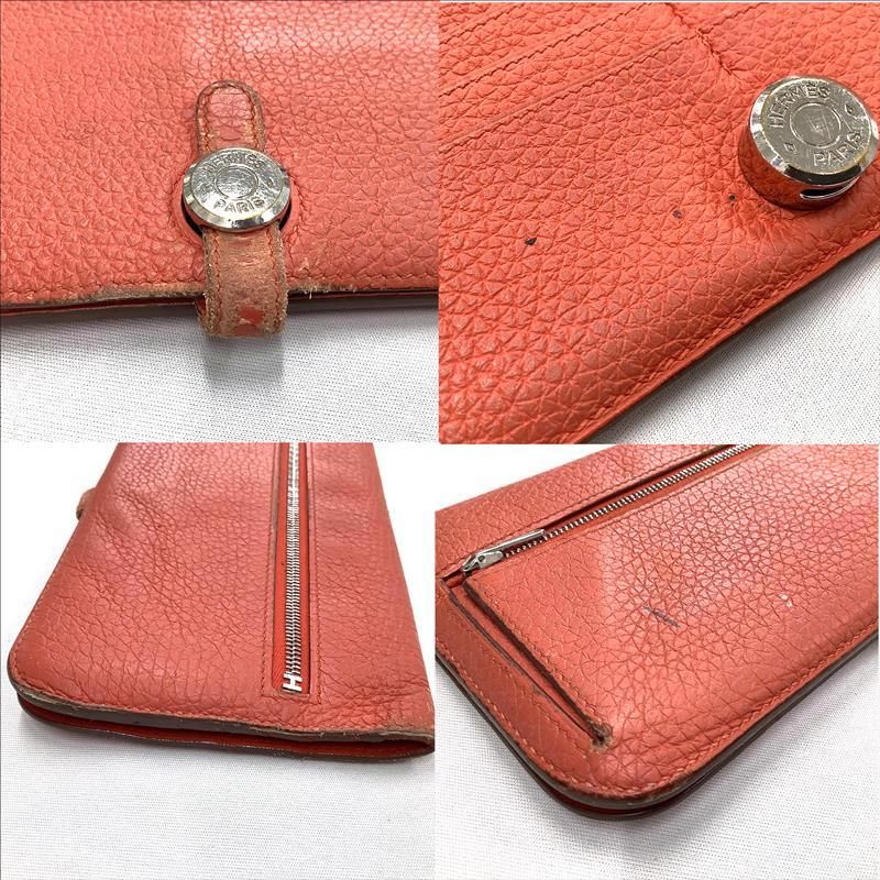 美品　エルメス　トリヨンクレマンス　ドゴンロング　長財布　オレンジ 美品 エルメス トリヨンクレマンス ドゴンロング 長財布